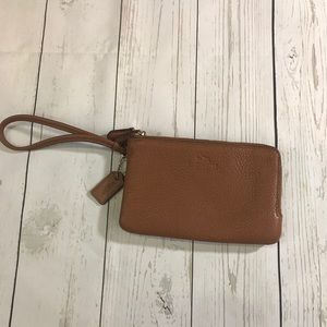 Coach Cognac Double Zip Wristlet